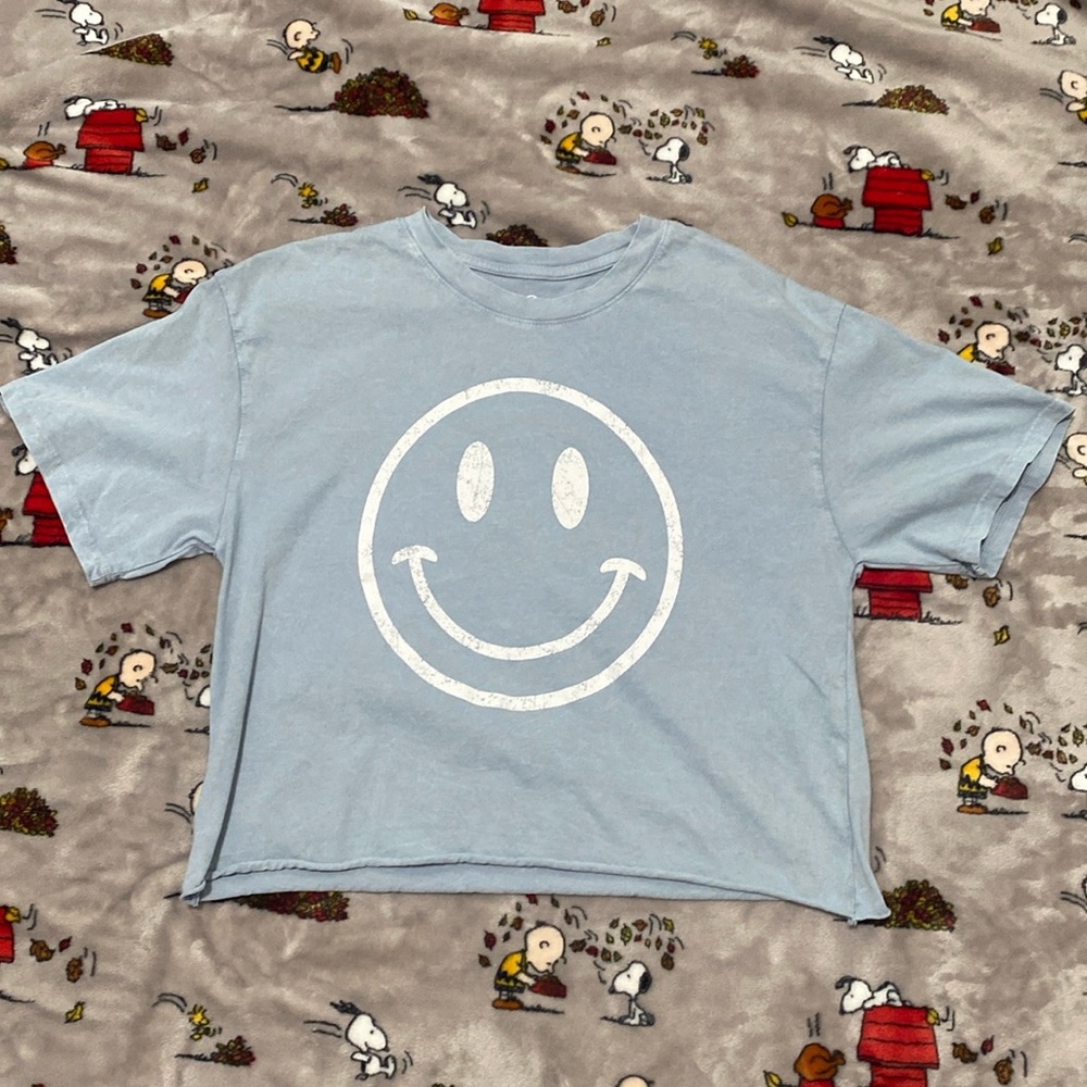 Preppy smiley face crop top